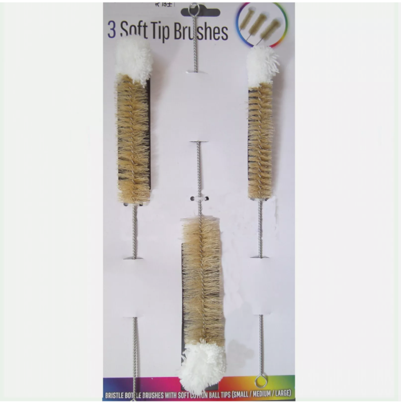 3 Sizes Soft Tip Pipe Cleaning Brushes Sink Baby Bottle Brush Flexible Spout